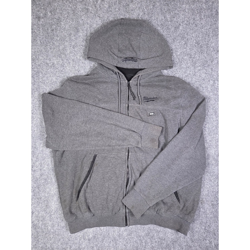 Milwaukee M12 Heated Hoodie Mens XL Gray Full Zip Hooded Sweatshirt Workwear